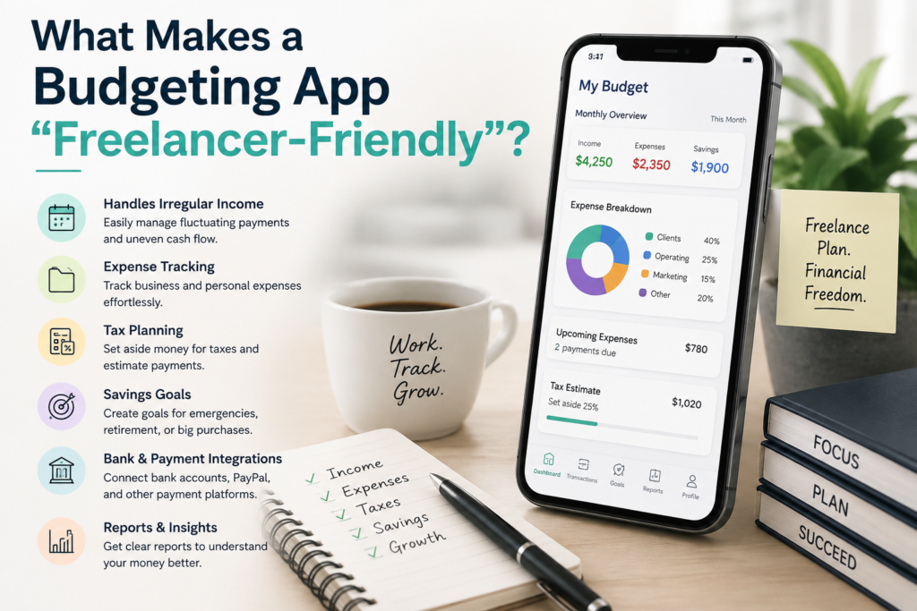 Freelancer-friendly budgeting app on smartphone.